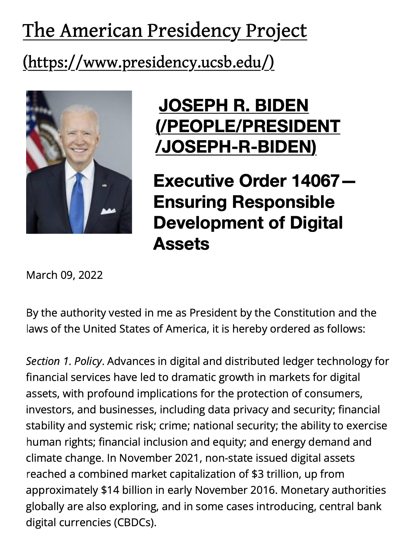 Presidential Order 14067